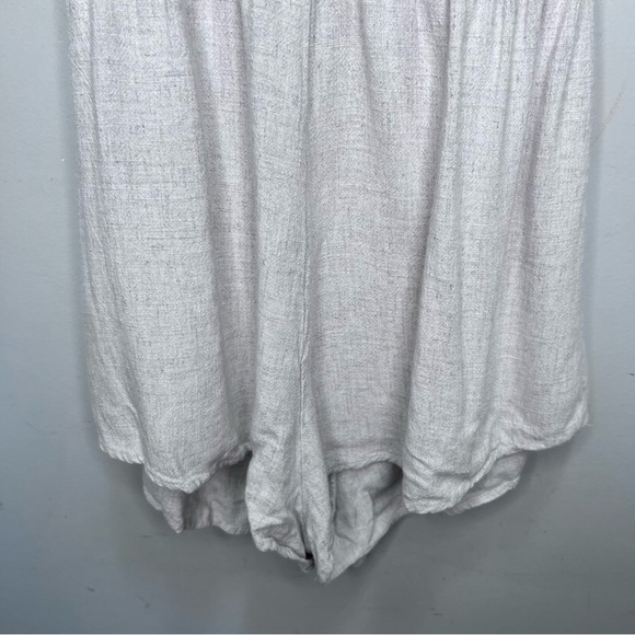 Princess Polly Tie Front Beige Tan Linen Romper Size 6 - Picture 14 of 16